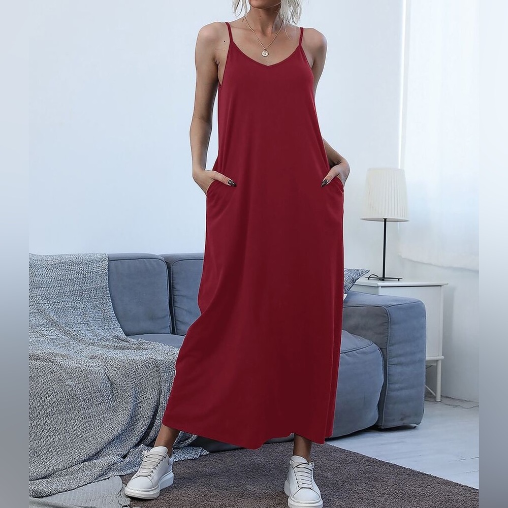SOLD NWT Slant Pocket Solid Cami Dress with Pockets SOLD